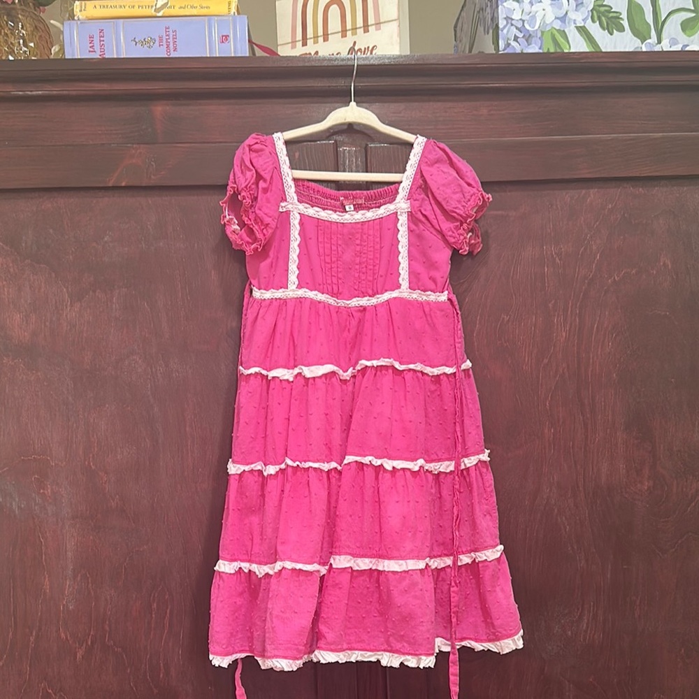 Pink Tiered Sundress with Puff Sleeves